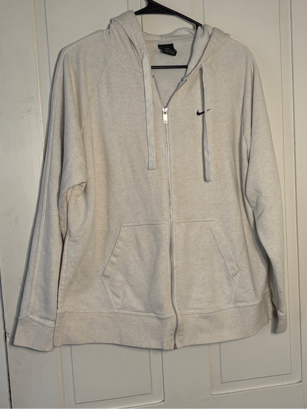 Nike Women’s Dri-Fit Get Fit Full Zip Training Hoodie Heather White Split Sides